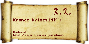 Krancz Krisztián névjegykártya