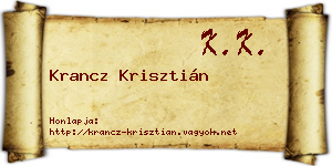 Krancz Krisztián névjegykártya